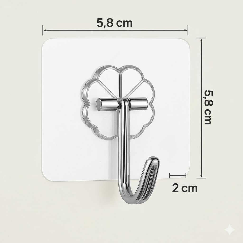 Heavy Duty Wall Hook for Hanging Without Drill | Self Adhesive Wall Hook for Heavy Items & Wall Clock Hanging. (Pack of 10)