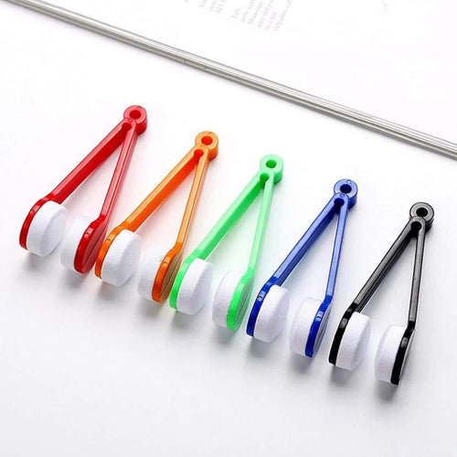 Microfiber Spectacle Lens Cleaner Clip Pack of 2 | Portable Eyeglass, Sunglass & Reading Glass Cleaning Tool | Scratch-Free Mini Brush for Clear Vision