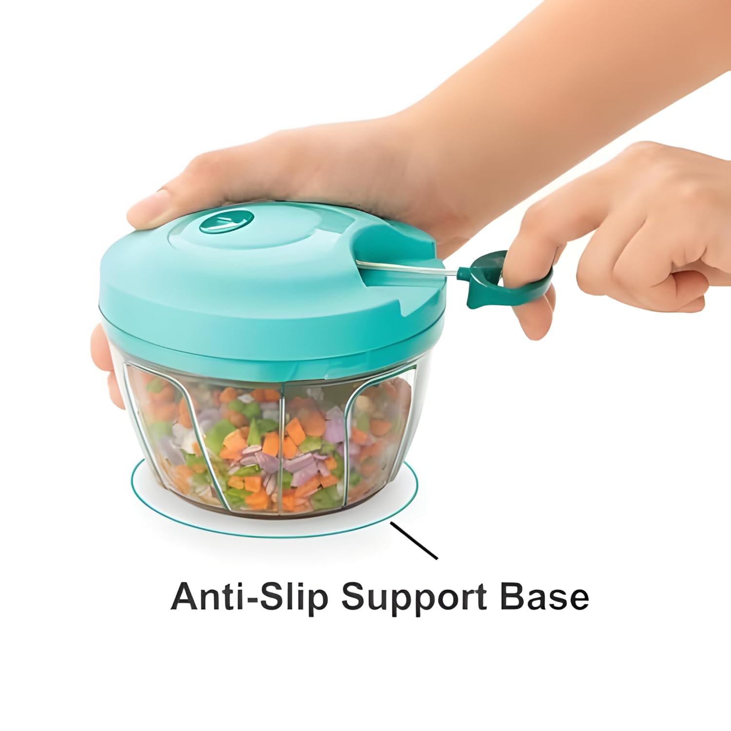 Manual Hand Pull Vegetable Chopper, Plastic, XL 1000ml, Purple, Pull String Cutter for Onions and Vegetables