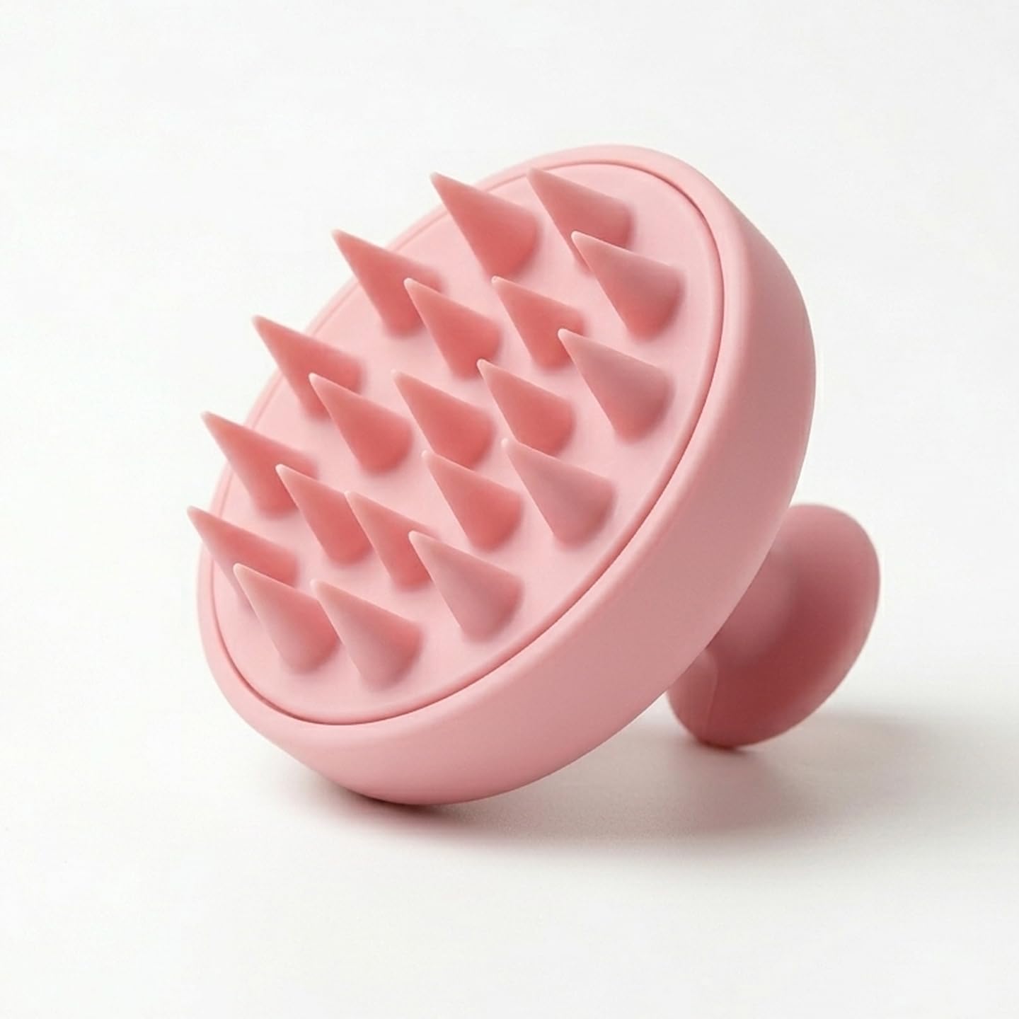 Silicone Scalp Massager Brush, Pink, Soft Bristles, Shampoo Scrubber for Hair Growth