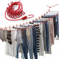 100% Strong Elastic Cloth Drying Rope with 12 Clips & Hooks | Portable No-Drill Balcony & Travel Clothesline