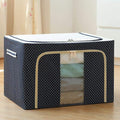 100% Heavy Duty 66L Foldable Steel Frame Storage Bag with Dual Zipper Closure | Premium Clothes, Blanket & Wardrobe Organizer | Non-Woven Waterproof Material