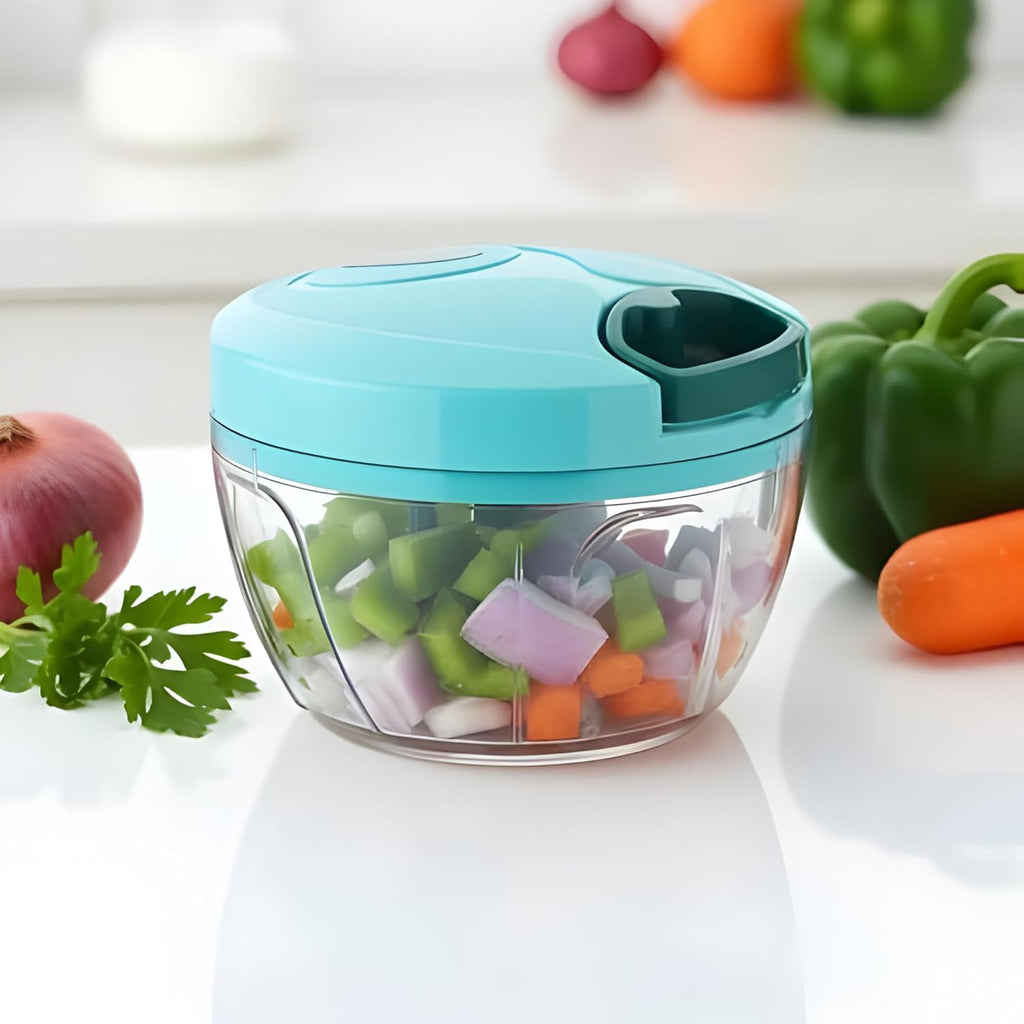 Manual Hand Pull Vegetable Chopper, Plastic, XL 1000ml, Purple, Pull String Cutter for Onions and Vegetables