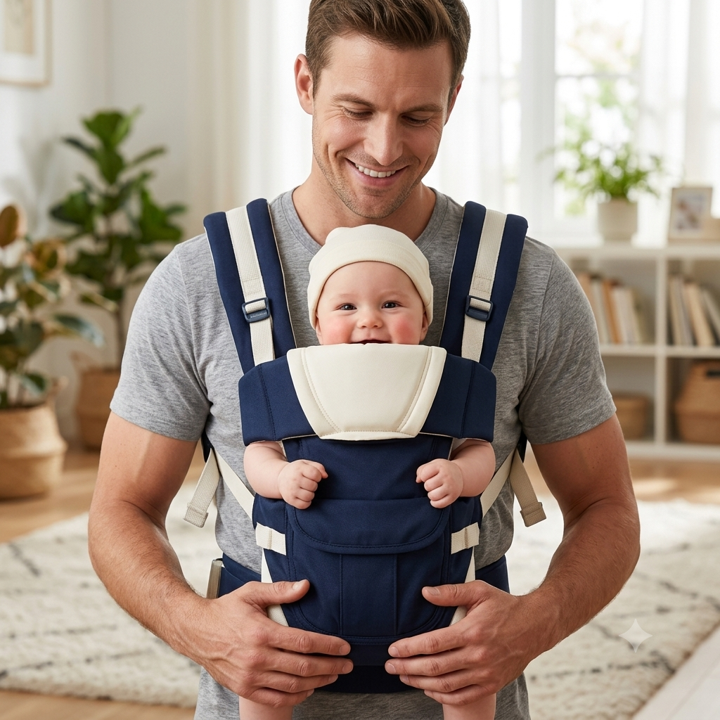 4-in-1 Baby Carrier Backpack | Adjustable Cotton Baby Carry Bag with Shoulder Support | Front & Back Carry for Infants & Toddlers (Up to 15 kg) ( default, OS )