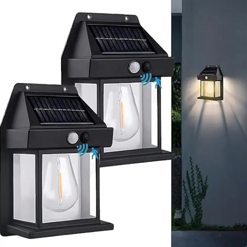 Solar Wall Lights / Lamp Outdoor, Wireless Dusk to Dawn Porch Lights Fixture, Solar Wall Lantern with 3 Modes & Motion Sensor, Waterproof Exterior Lighting with Clear Panel (1 Pc ) ( default)
