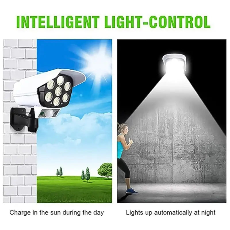 Solar Light Outdoor Motion Sensor Security Camera Shaped Dummy Wall Lamp (1 Pc) ( default, Standard ).