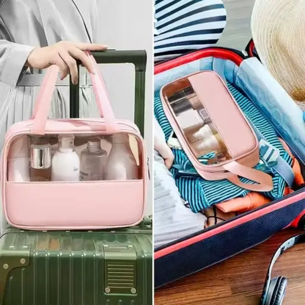Pack of 3 Makeup Organizer Bags – Travel Waterproof Cosmetic Toiletry Pouches for Women & Girls (Rose Pink). ( pink, Free Size )