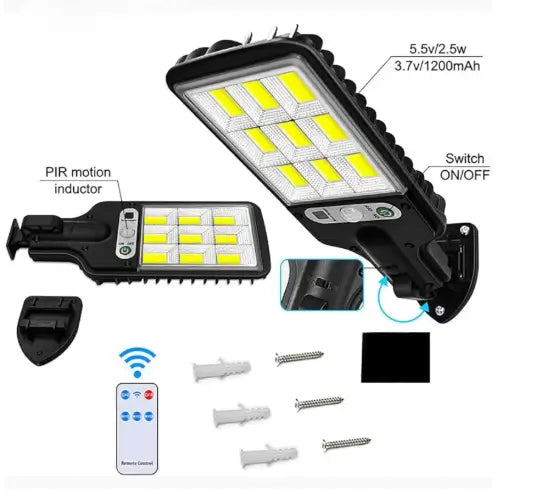 High-Power Solar LED Street Light with Motion Sensor & Remote Control ( default, OS )